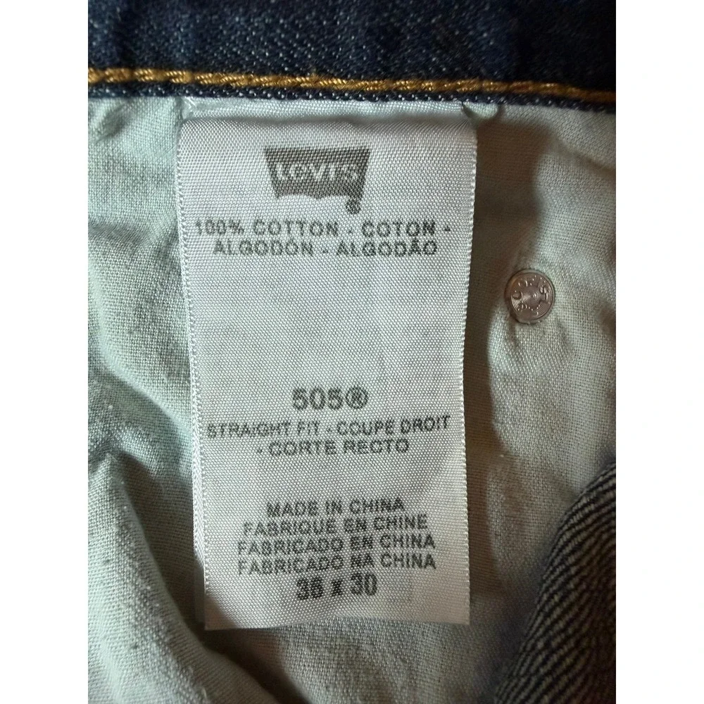Levis 505 Mens Straight Fit Jeans Blue Denim 36x30 Medium Wash Cotton